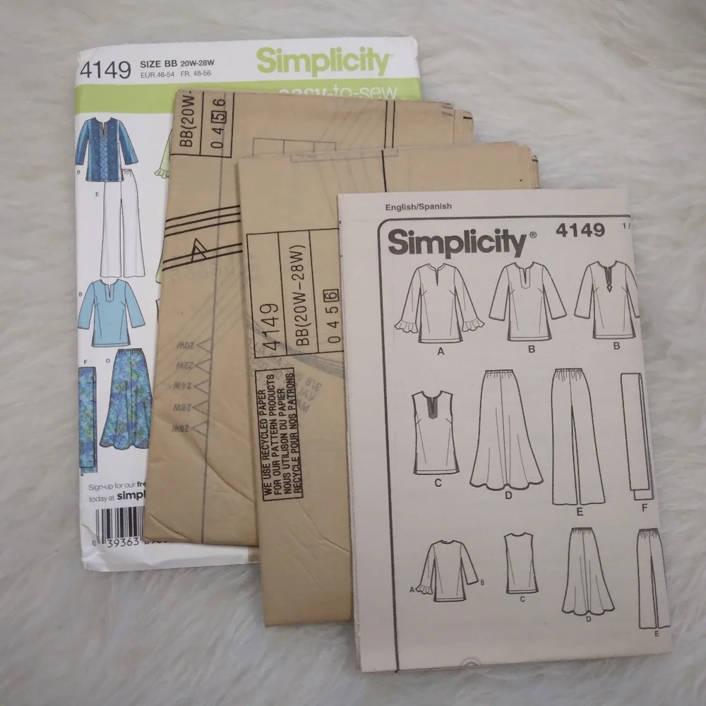SIMPLICITY 4149 SZ 20W-28W. Women's Easy To Sew Separates